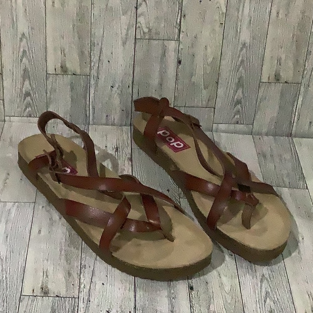 Pop leather strap summer beach sandals